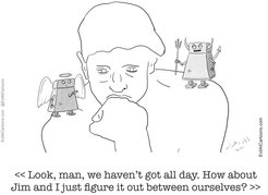 Iyad Rahwan ist auch Cartoonist und betreibt den Blog evilaicartoons.com