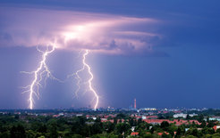 Lightning over a city