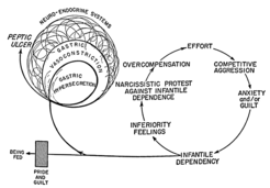 Schematische Darstellung der Besonderheiten der Ätiologie von Magengeschwüren.