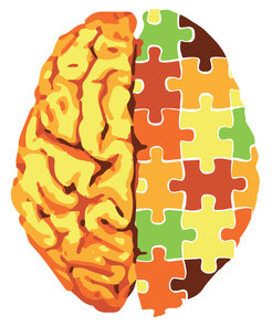 Symbolic image of a brain with a puzzle