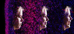 Symbol image: The face of a woman is shown three times side by side with different emotions from sad to happy.